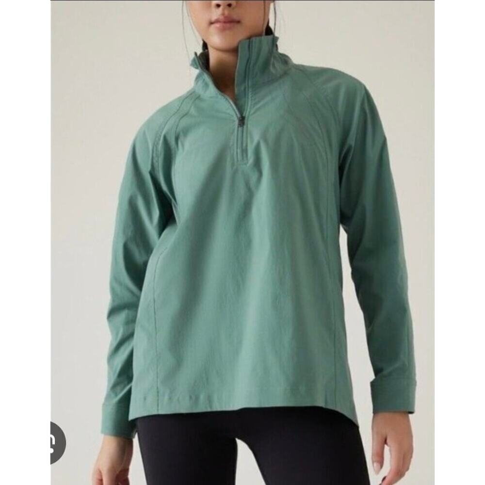 Athleta Advantage Poplin Top Quarter Zip Pullover Jacket